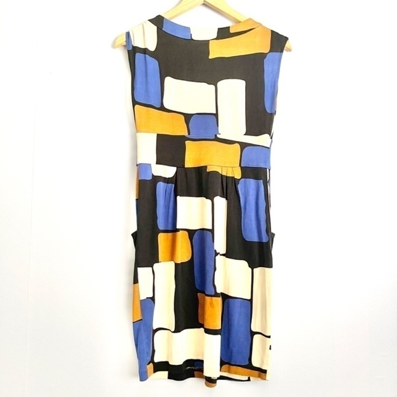 DIANE von Furstenberg Beige Blue Color Block Taran Silk Mini Dress US 6 - Picture 2 of 7